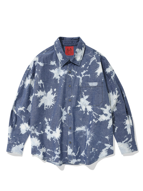 데님,셔츠,셔츠,셔츠 - 커넥트엑스 (CONECT®X) - Hand Bleached Oversized Denim Shirt (light ver.)