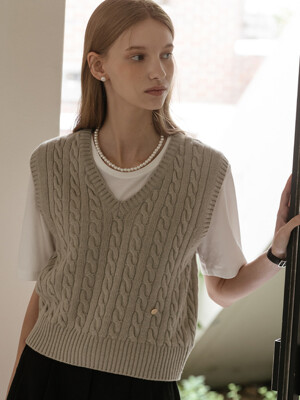 Monica knit vest_Khaki