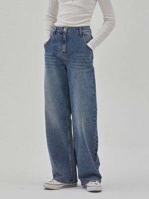 DENIM LOOSE WIDE LONG PANTS BLUE