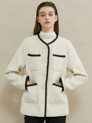 Pearl soft tweed jacket [Ivory]