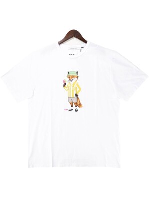 [메종키츠네] 23SS (KM00145KJ0008 WHITE) 남성 드레스드 폭스 반팔 티셔츠