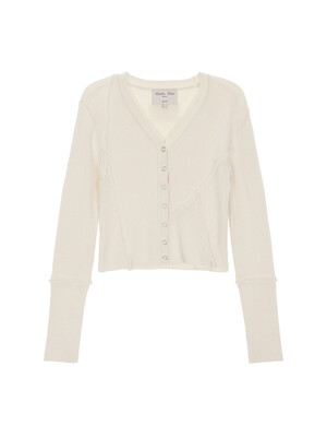 CUT OUT DETAILED KNIT CARDIGAN IN IVORY