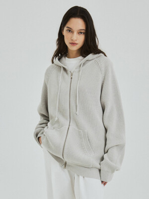 W/Cool Washable Two-Way Knit Hood Zip-Up(3color)