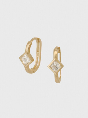 14k rombus cubic one touch earring