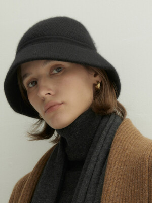 Cashmere 100% Adele Bucket Hat (Ink Black)