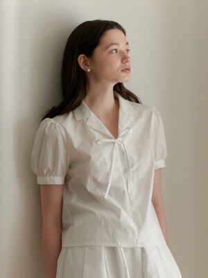 RIBBON COTTON SHIRT_WHITE