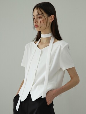 modern tie blouse_white