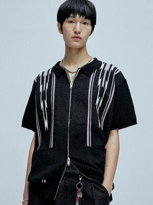 navajo boucle knit cardigan black