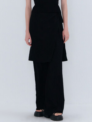 WRAP WIDE PANTS BLACK