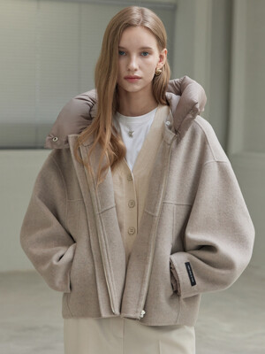 Handmade Cashmere Hooded Jacket_Light Beige