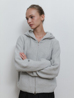 Ambre Hoodie Zip-up Knit (Light Gray)