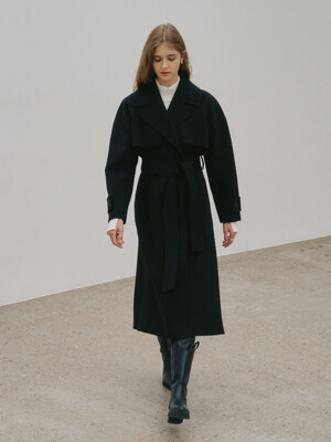 DIANA Cashmere Blended Handmade Trench Coat_Black
