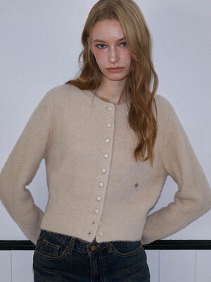Fur Round Cardigan [Beige]