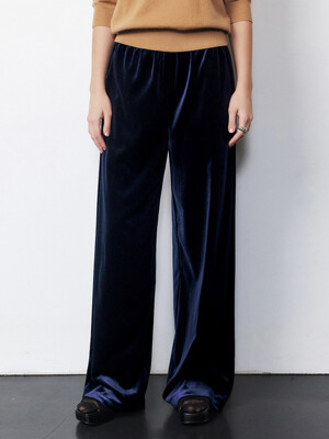 Velour Wide Pants_NAVY