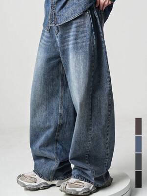 Incision Wide Denim Pants - 4COL