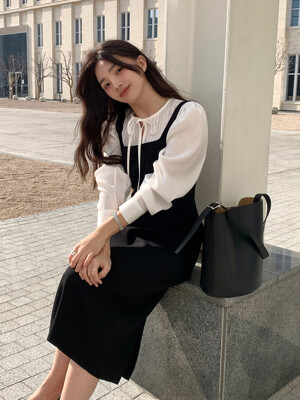 Pintuck Tie Blouse[LMBESPSH5304]-Off-White