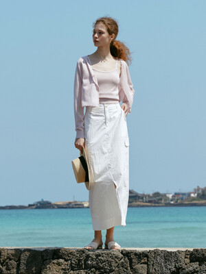BENNY double pocket midi skirt_WHITE