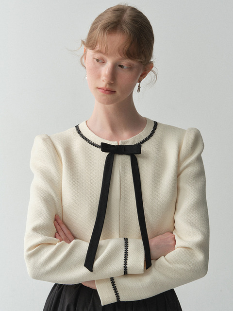 플로움 Petit Ribbon Tweed Jacket