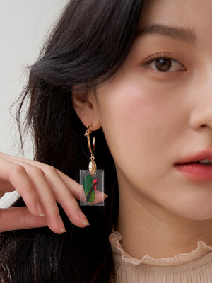 Signature abstract painting earrings #pink, green and black