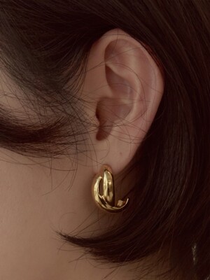 silver925 bold curve earring-gold