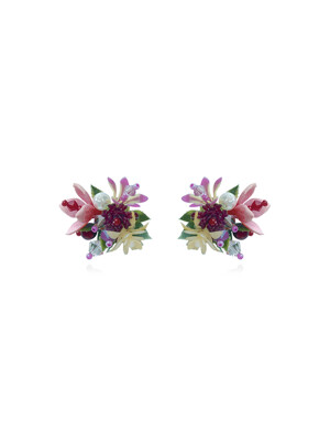 Flower Blast Single Burgundy Earrings