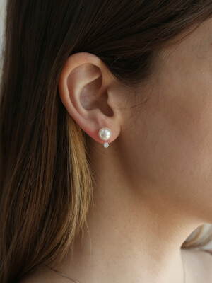 pearl x cubic earring E024