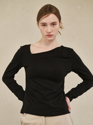 Unbalanced long Sleeve T-Shirts - Black