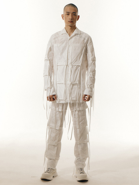 셔츠 - 막시제이 (MAXXIJ) - White Strap Detailed Multi Pocket Shirts