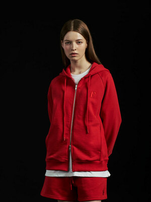 ESSENTIAL ‘F’ LOGO ZIP UP HOODIE_WOMEN(RED)