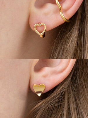 [단독] mini heart one touch earrings (2colors)