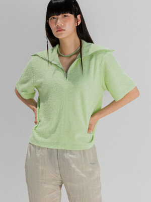 Half zip towel top Lime