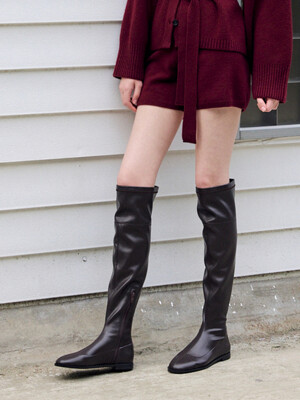 EVAN-L spanx rounded over knee boots - 4color 라운드 니하이 스판부츠