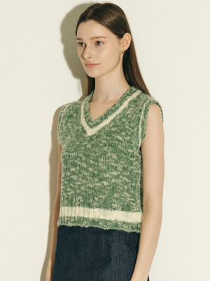 Wool Blend knit vest_green