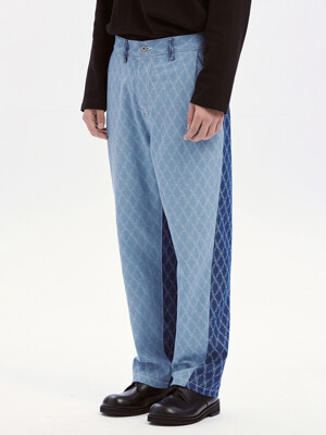 Scale texture pants / Mixed blue