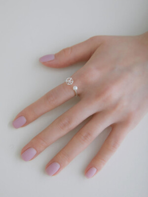 Frame Cube Pearl Open Ring