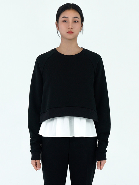 티셔츠 - 레트흐드레뚜왈 (LETTRE DE L`ETOILE) - Raglan sleeve side-zip sweatshirt (black)