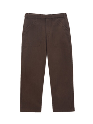 Belted wide pants (brown)