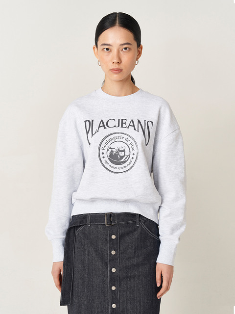 티셔츠 - 플랙 (PLAC) - 플랙 그래픽 스웨트 셔츠 멜란지그레이