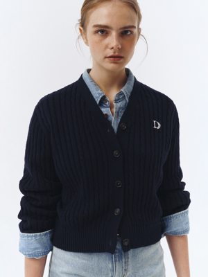 CREST LOGO CABLE CARDIGAN FRENCH NAVY_UDSW3A204N2