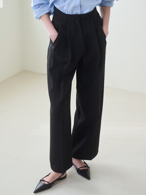 Two Tuck Wide Pants - Black