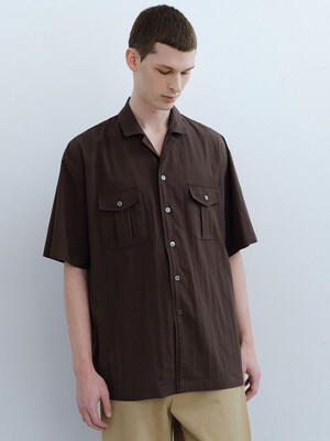 wrinkled lapel shirts (brown)