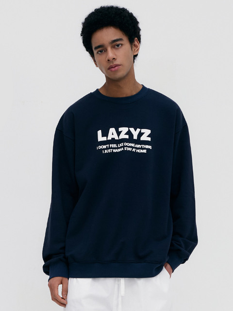 티셔츠 - 레이지지 (lazyz) - Lettering Logo Sweatshirts - Navy