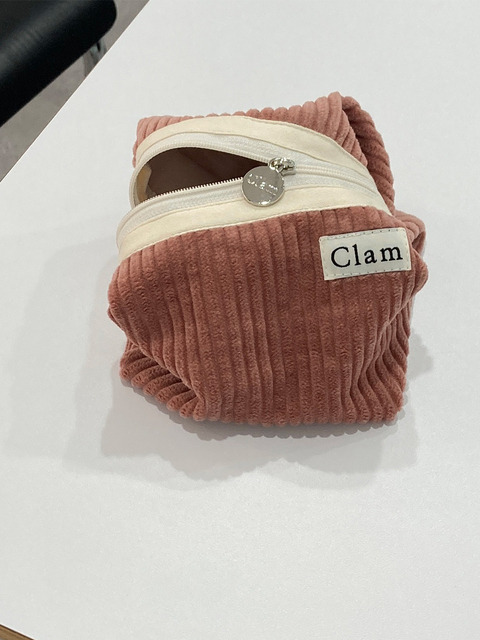 클러치 - 클램 (Clam) - Clam round pouch _ Corduroy mist pink