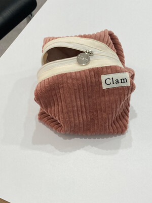 Clam round pouch _ Corduroy mist pink