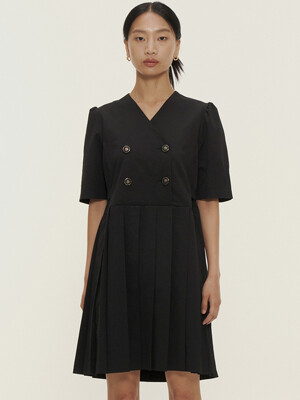 pleated mini dress_black