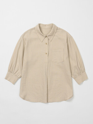 [GDSH01] Linen Blended Shirts Beige