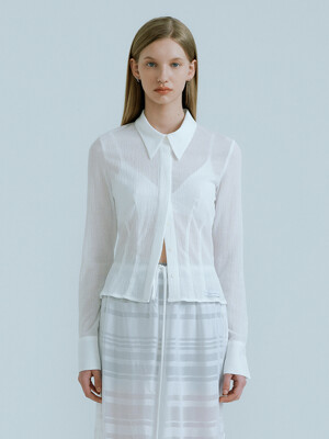 23SS_Slim Fit Pleats Shirt (White)