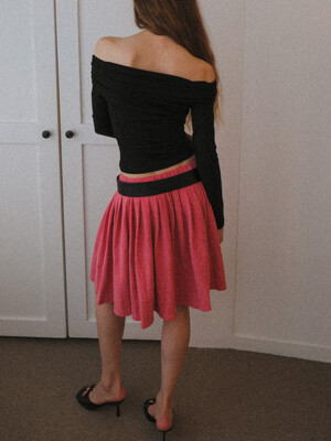 Pleated bendable midi skirt _Cherry pink