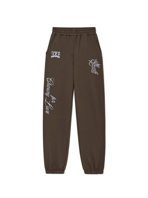 Chasing Love Sweat Pants UNISEX Brown