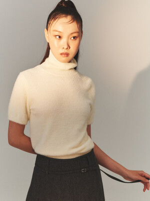 Turtleneck Short Sleeve Knit Pullover  Ivory (KE3X51M040)
